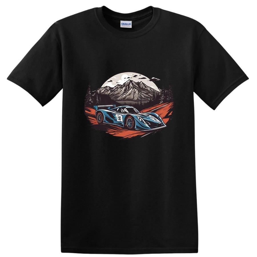 Racing Car T Shirt Vintage Mountain Landscape Graphic Tee Adventure Design XL