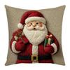 Christmas Embroidered Pillow Covers Set of 4 Santa Deer Snowman Cushion Cases Winter Holiday Sofa Decor (No Insert)