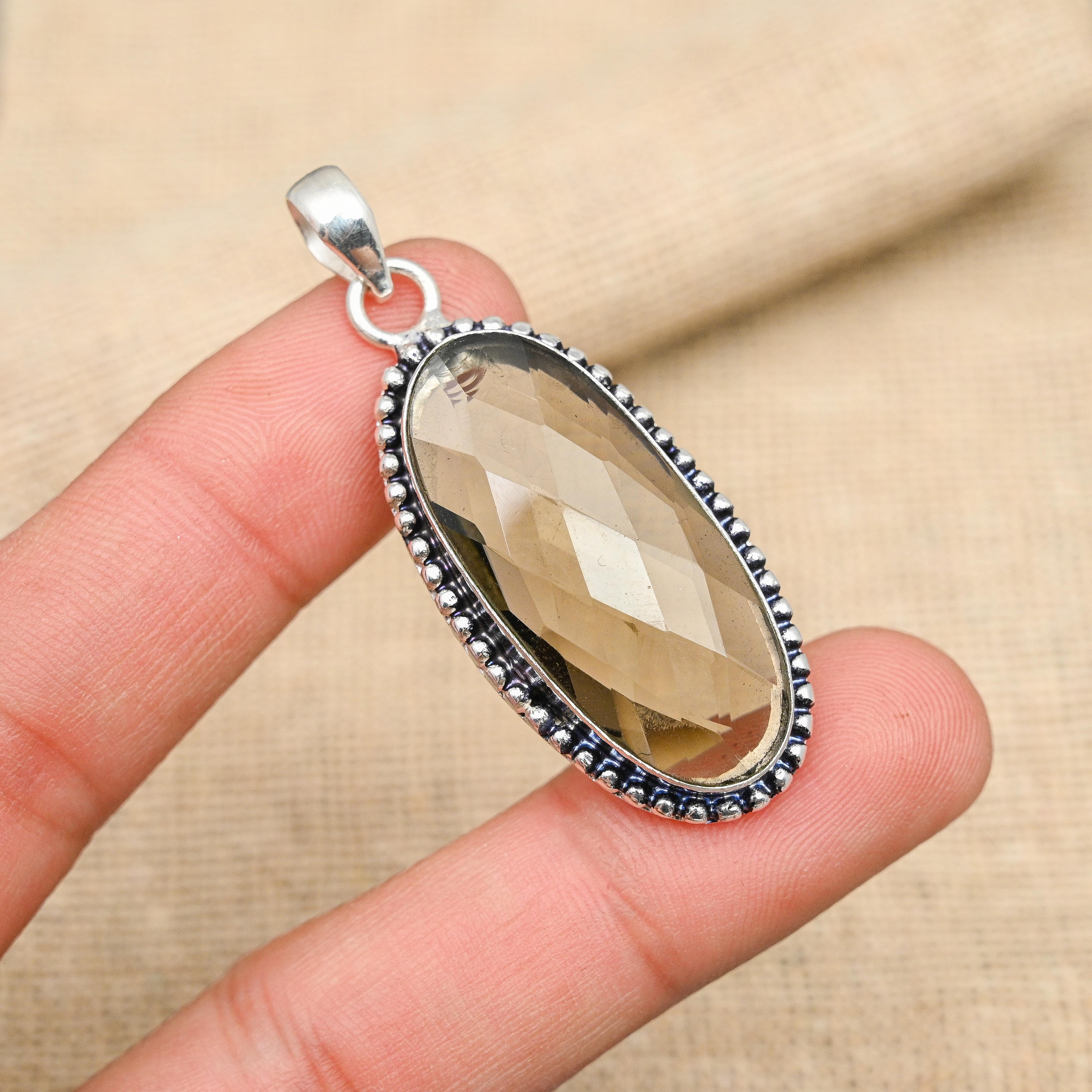 

Красивый дымчатый топаз, драгоценный камень, подвеска из стерлингового серебра 925 пробы ручной работы, ювелирные изделия 1.97 Inches коричневый