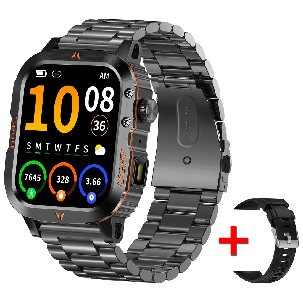 Robustes und langlebiges Militär-Smartwatch 1500mAh Akku 30-Tage Blouetooh Anruf Multifunktionalität, LED-Taschenlampe 150 Sportmodi Android iPhone.