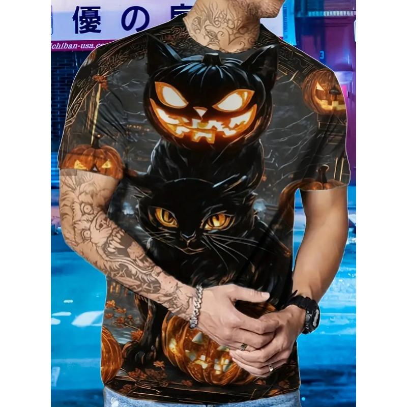 Funny Men's T-shirts Cute Cat 3D Print Tops Men Women Short Sleeve Tee Oversized Streetwear T Shirt Casual Simple Men's Clothing
