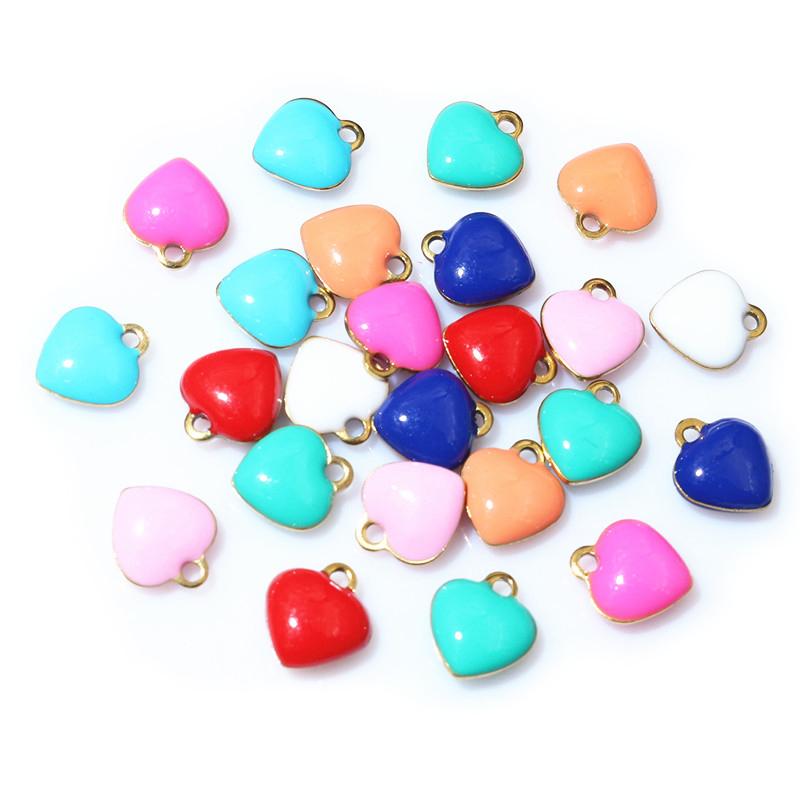 20pcs 9x8mm Enamel Small Heart Charms Pendant Stainless Steel DIY Jewelry Making Accessories Findings for Bracelet Earrings