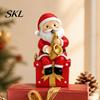 Sitting Santa Desktop Decoration Christmas Singing Claus Figurine,Cartoon Saxophone Resin Cartoon Sculpture Statue, Festive Xmas Decor