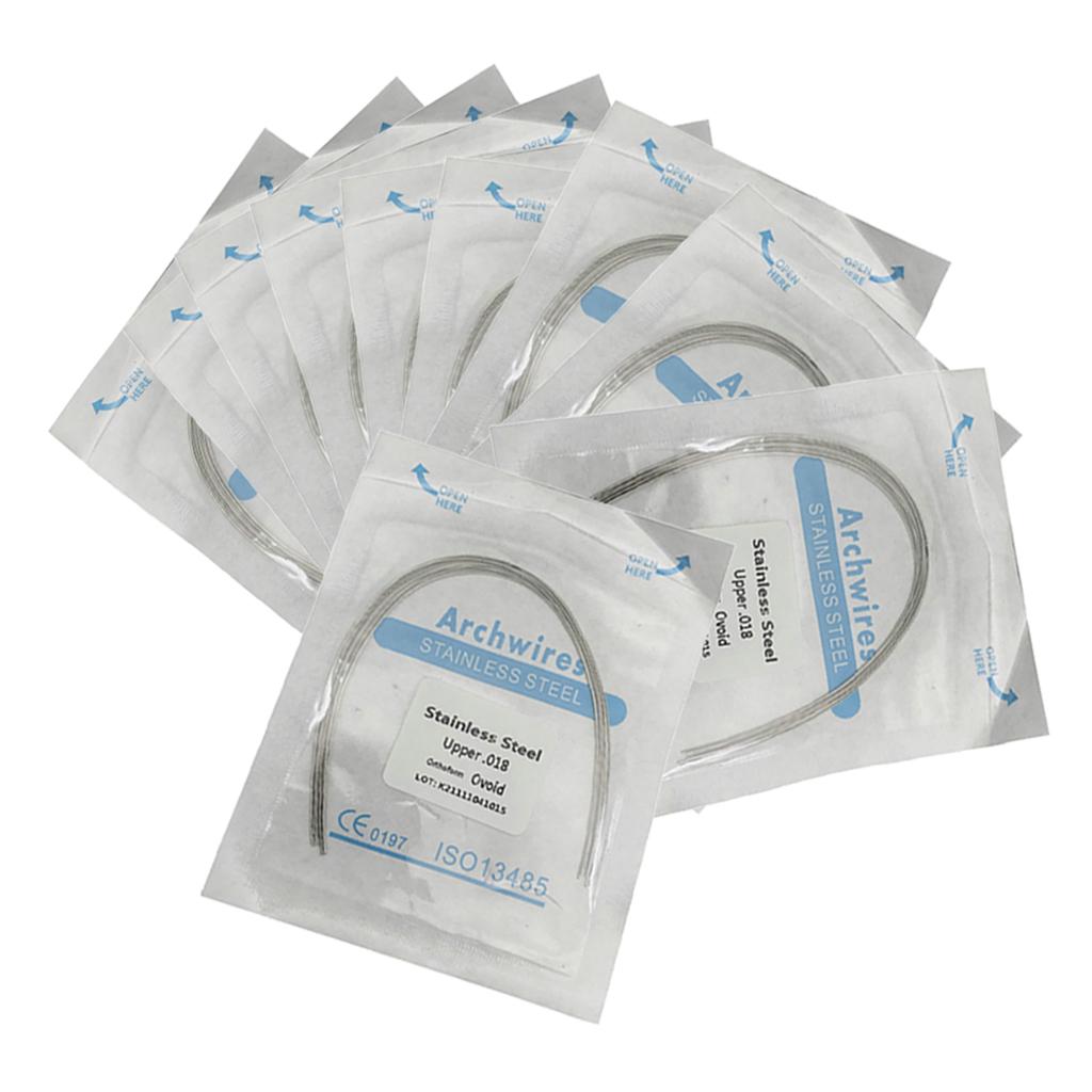 10 Packs De Fil Orthodontique En Acier Inoxydable Rond - Diamètres 012/14/16/18/20 U/L
