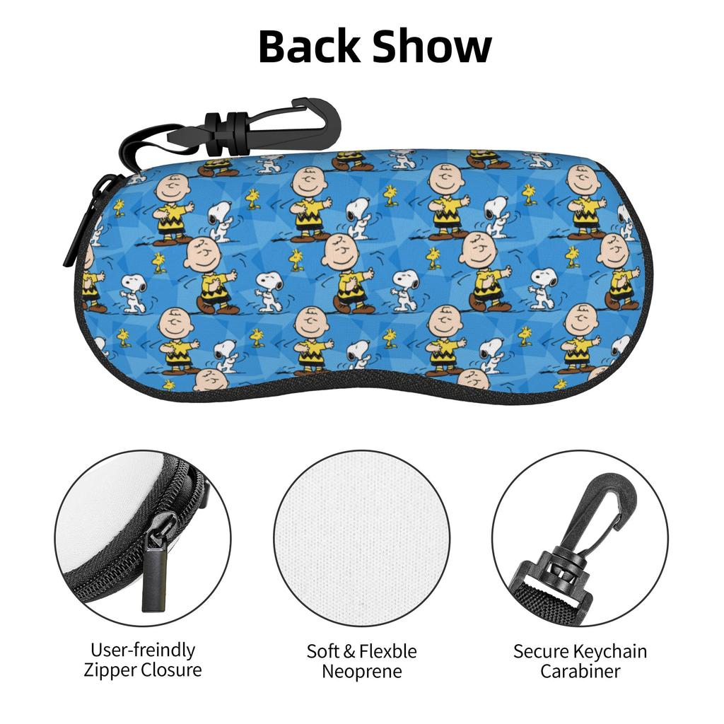 Snoopy Woodstock Charlie Brown Glasses Case Portable Zigzag stripe Seamless Pattern Shell Eyeglasses Case Sunglasses Box