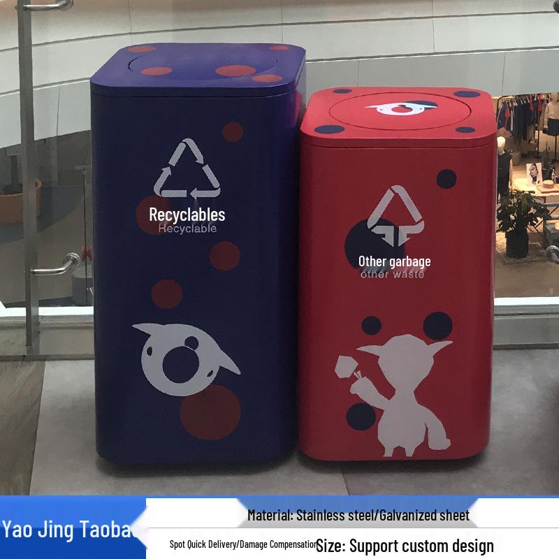 Commercial Large Stainless Steel Outdoor Trash Can for Parks and Streets