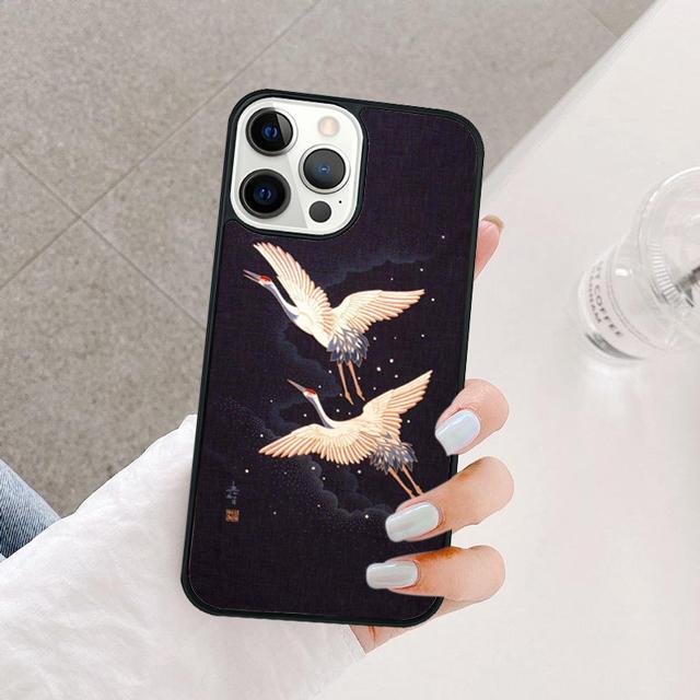 Japanese Cranes Art Coque Shell For iPhone 17 Air 15 16 14 13 12 Pro Max 11 Pro Max Plus Phone Case Cover