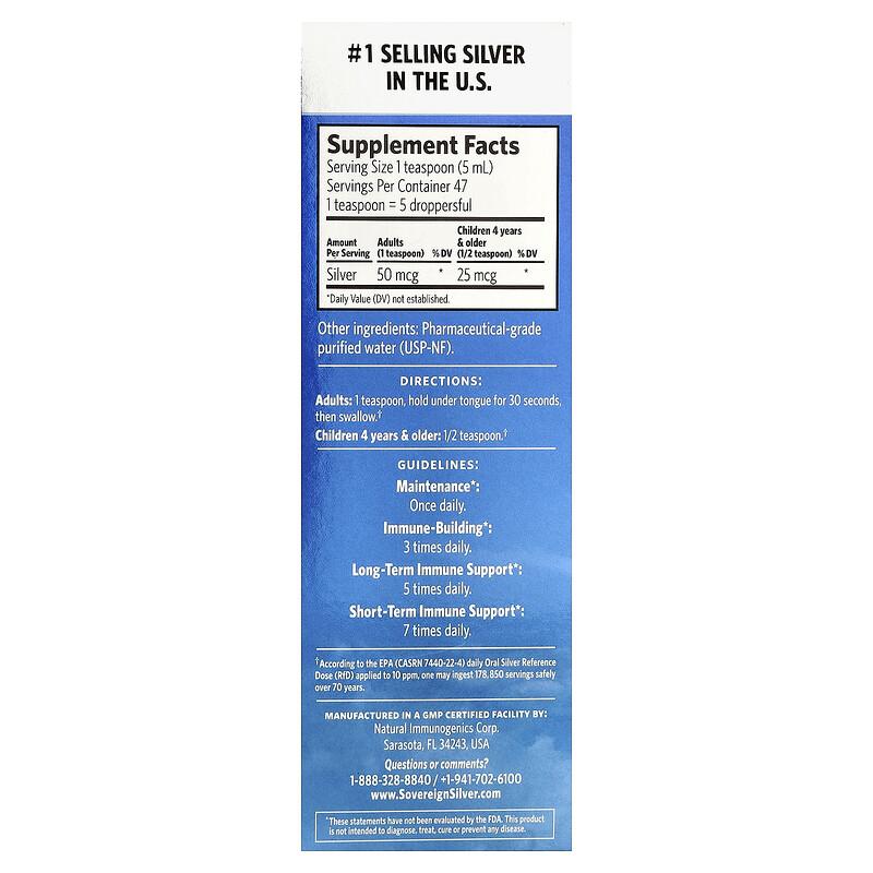 Bio-Active Silver Hydrosol™ Dropper-Top, Daily + Immune Support, 10 PPM, 8 fl oz (236 ml)