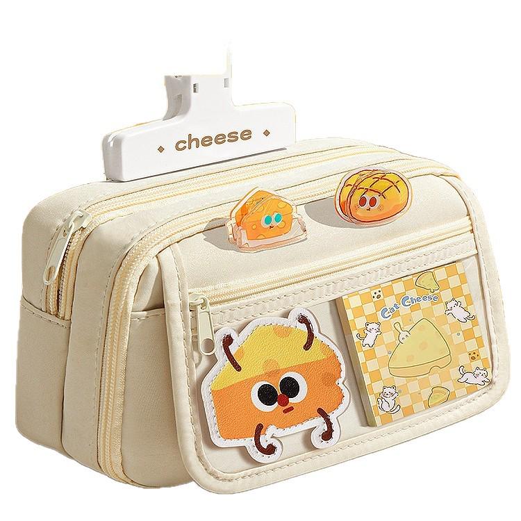 2025 Trendy Cheese Pencil Case: Large Capacity, Stylish Design for Girls, Perfect for Elementary School Students