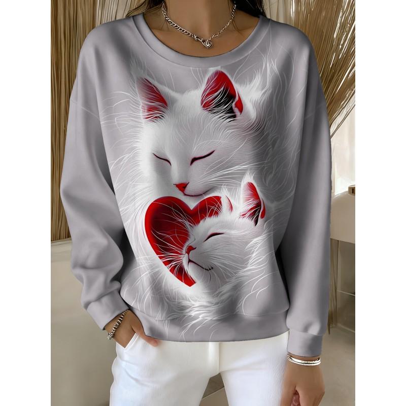 Womens Round Neck Pullover Sweatshirt With 3D Christmas Tree Print Casual Comfort Fit 2025