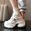 Spring/Autumn Round Toe Thick Sole Fashionable Comfortable Lace-Up Casual Sports Shoes Trendy Breathable Student Walking Shoes