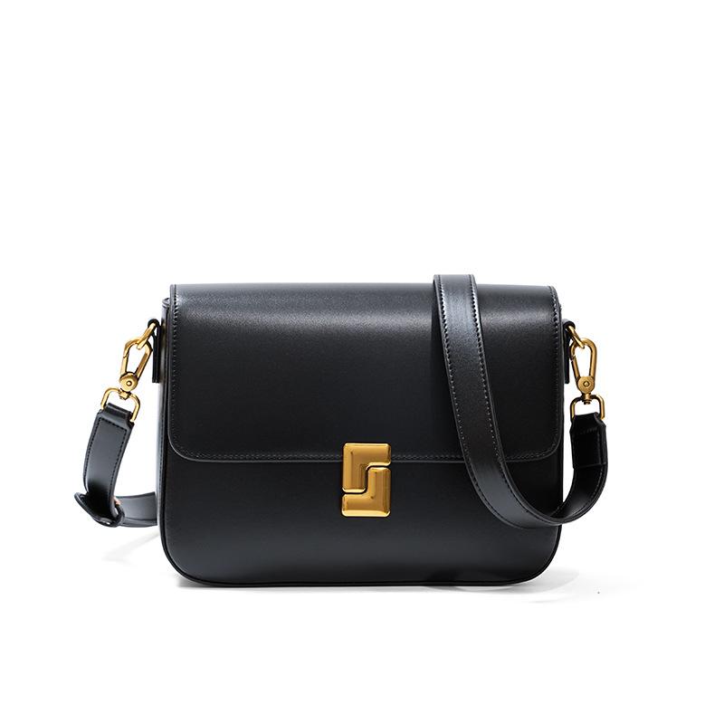 

Сумка женская сумка новая весенне-летняя сумка из коровьей кожи через плечо из тофу, высококачественный замок через плечо кожаная сумка подмышкой маленькая квадратная сумка Black (premium cowhide)