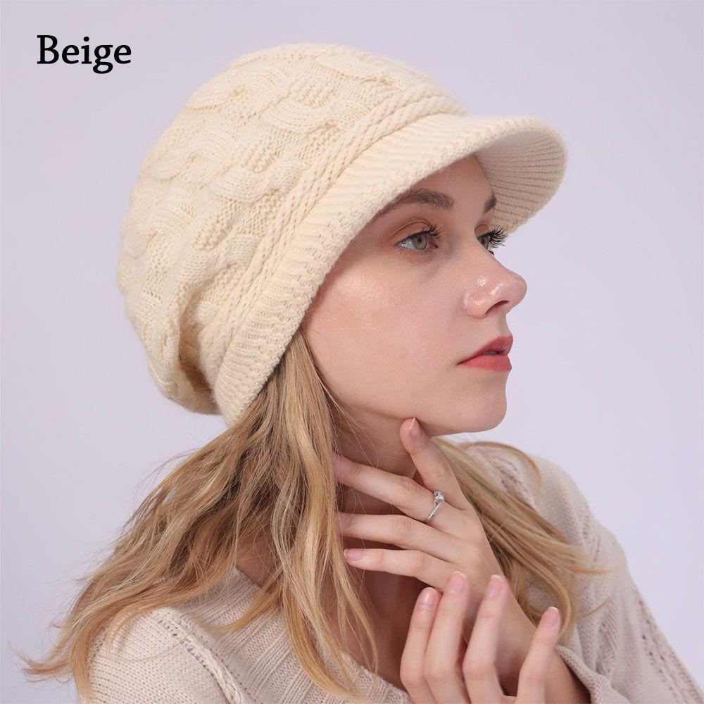 Casual Rabbit Hair Warm Knitted Beret Hat Beanie Cap Peaked Hat