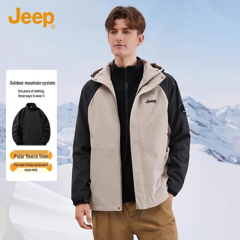 JEEP Men s 3-in-1 Outdoor Windproof Warm Jacket L
