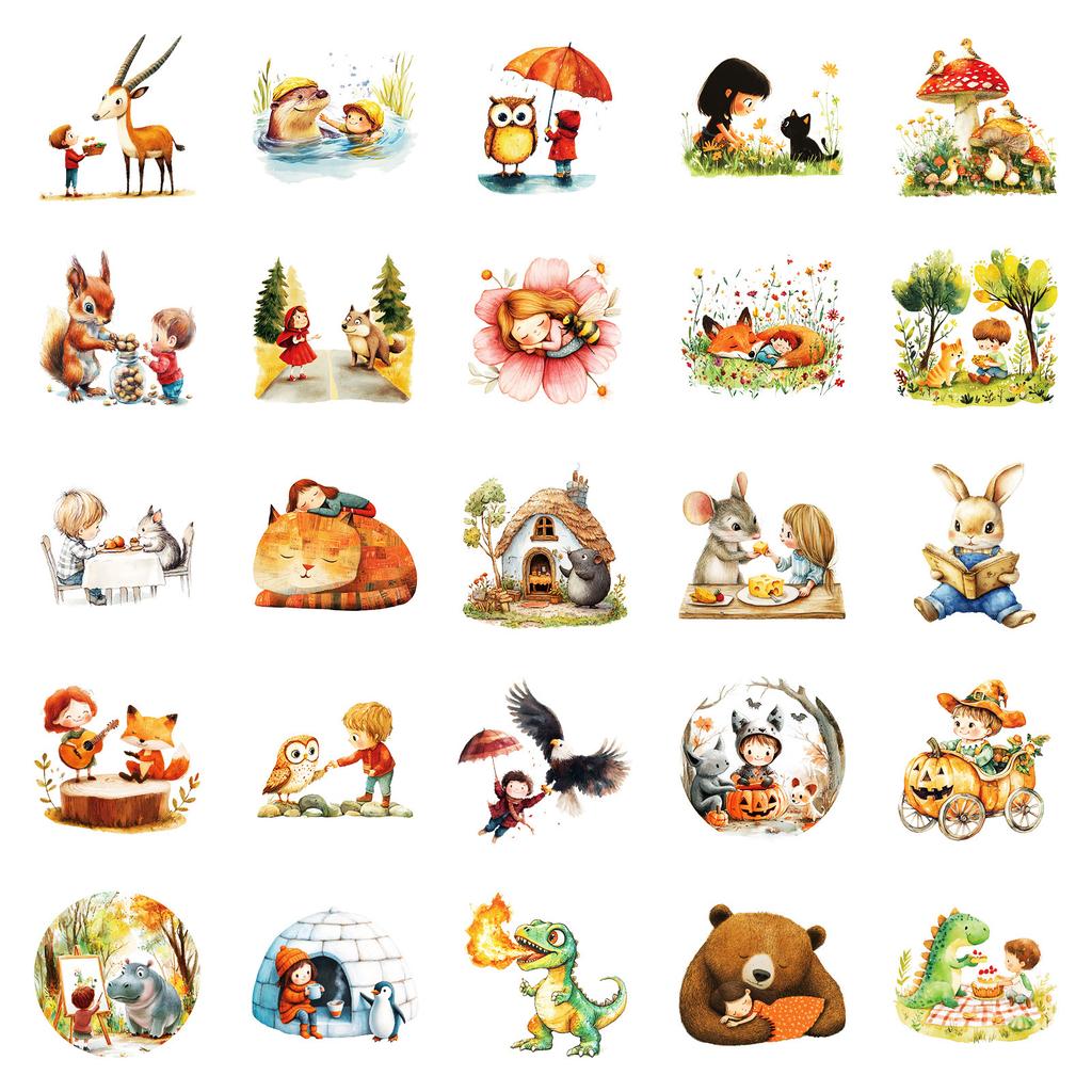 Boutique 50 Fantasy Fairy Tale Forest Cartoon Graffiti Stickers Graffiti Waterproof Decorative Stickers