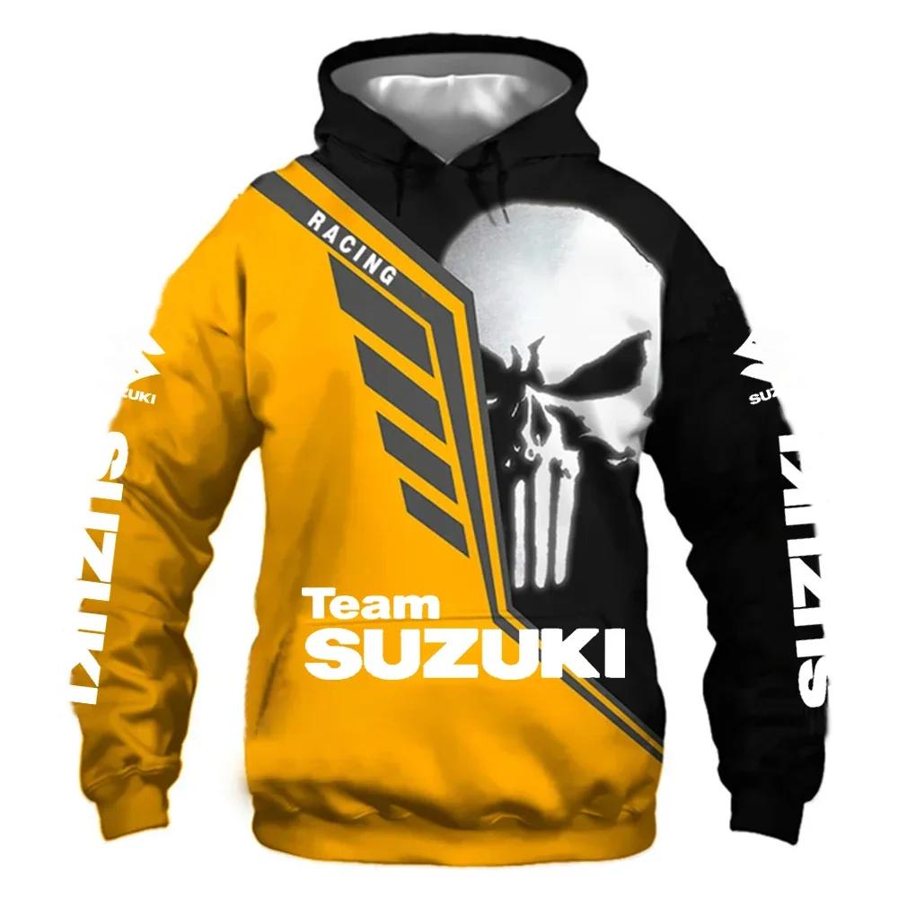 

New men s hooded sweatshirt with Suzuki R logo in 2026, autumn and winter motocross riding suit 5XL