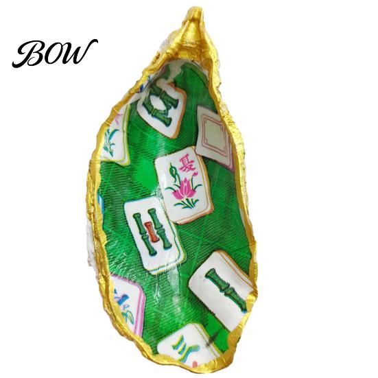Desktop Accessory Tray Mahjong Dice Tray, Shell-Shaped Printed Decorative Storage Shell Shaped Organizer for Tiles Jewelry Small Item B