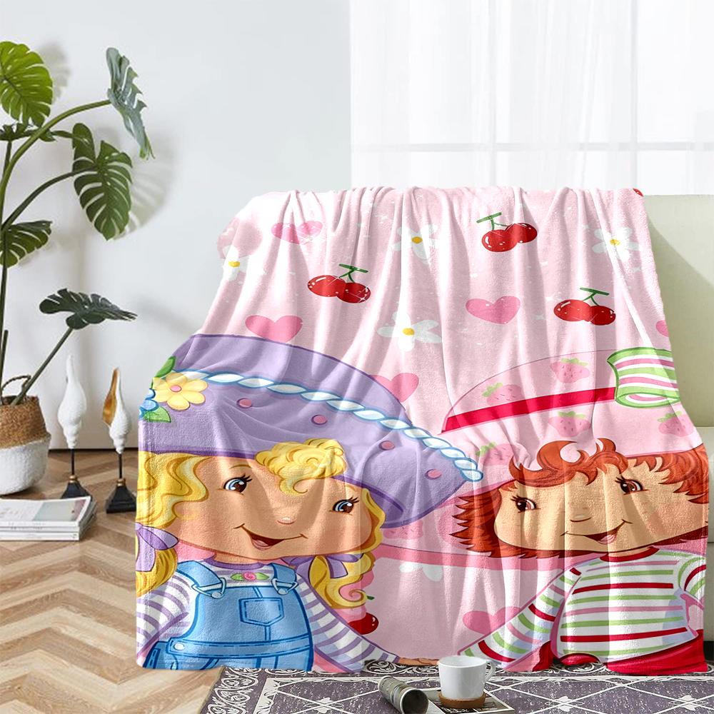 Aardbei Shortcake Thema Bedrukt Deken - Perfect voor Bank, Bed, Reizen & Buitengebruik | Machine Wasbaar, Gezellig & Duurzaam.