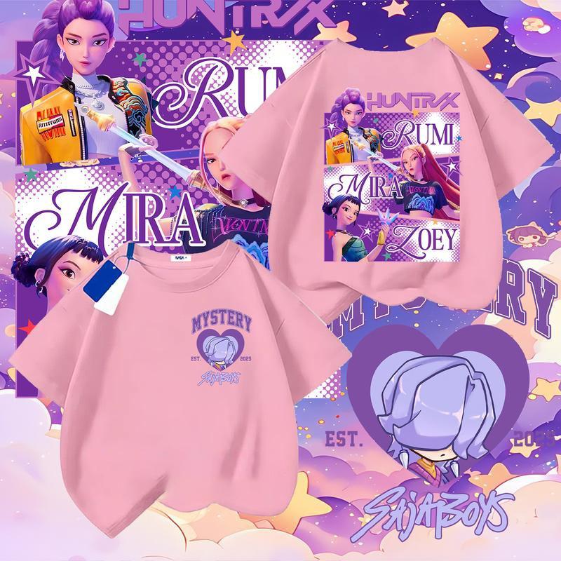 Dívčí oblečení pro batolata Kpop Lovci démonů Kreslené tričko Vtipný dárek pro fanoušky Harajuku Cool dětská trička Letní topy