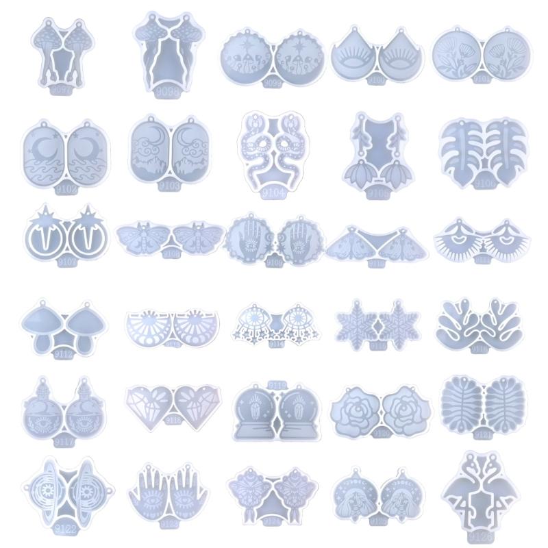 30 Styles Combined Earring Combination Ornament Molds Irregular Earrings Epoxy Jewelry Mold Resin Casting Pendant Mold for Diy