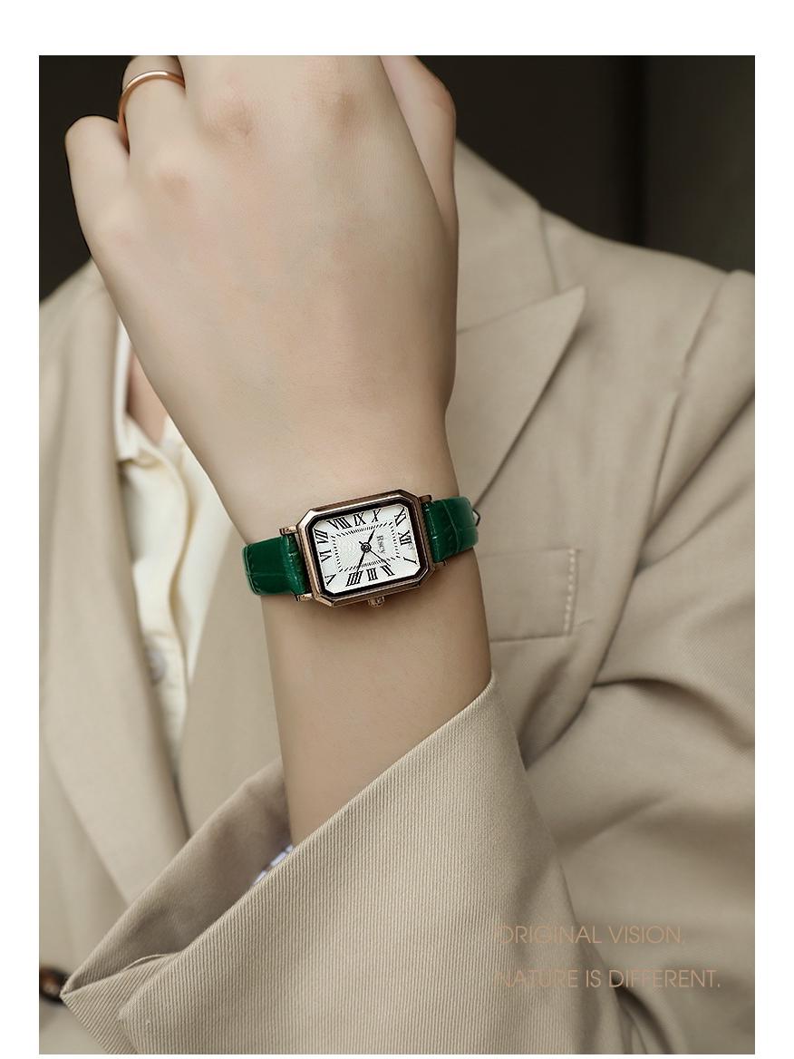 

Rscy Retro Women s Genuine Leather Small Square Dial Quartz Watch – Light Luxury and High-End Niche Design