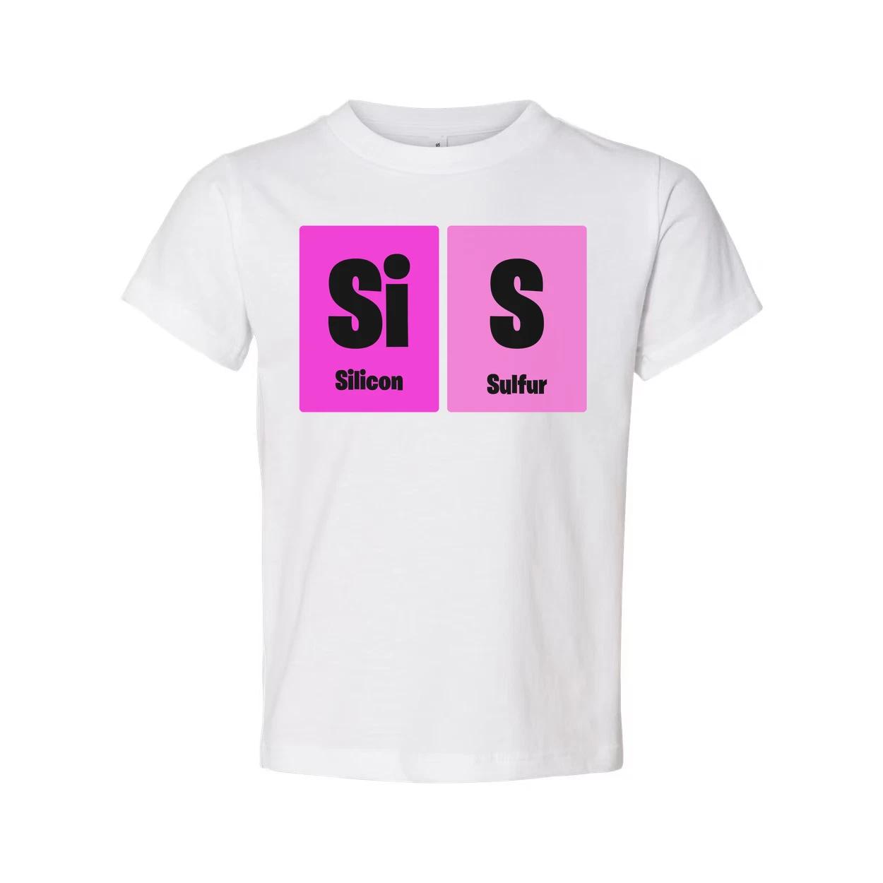 

Science Themed Unisex T Shirt With Silicon And Sulfur Element Blocks In Pink Squ L