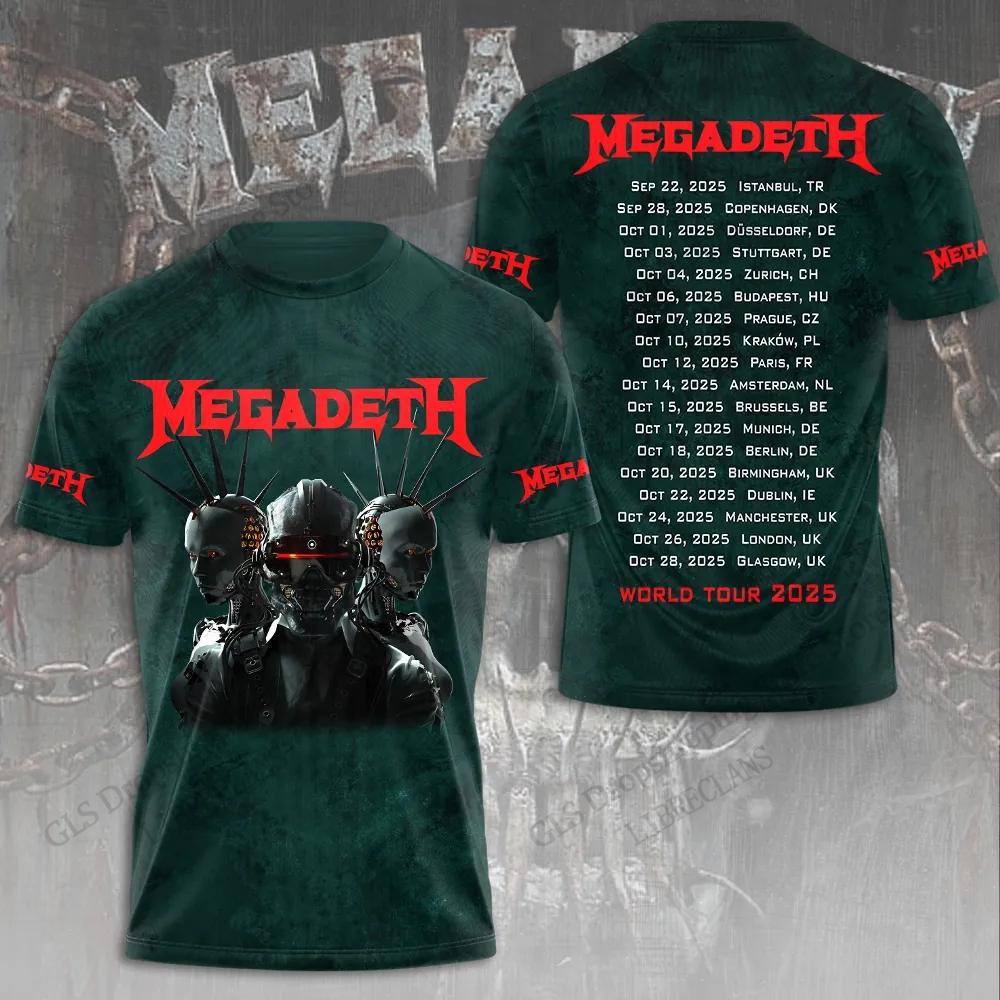 Band Rock Heavy Metal Megadeth Stampa 3D Creativo Hip-hop Fresco Top Estivo Uomo Casual Moda Manica Corta Girocollo Abbigliamento