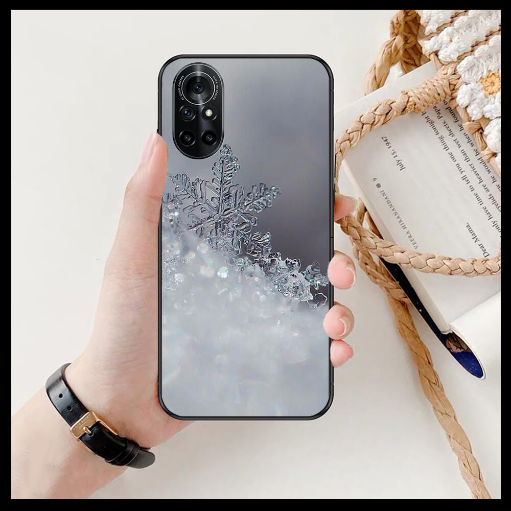 Beautiful Christmas with Snowflakes Clear Phone Case For Huawei Honor 20 10 9 8A 7 5T X Pro Lite  5G  Black Etui Coque Hoesjes C