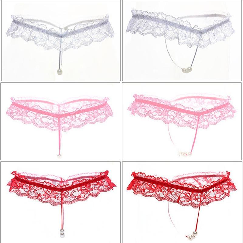 Sexy Lotion P Lace Women's Pants/Thong, Pearl Massage Sexy Underwear Open Panties T