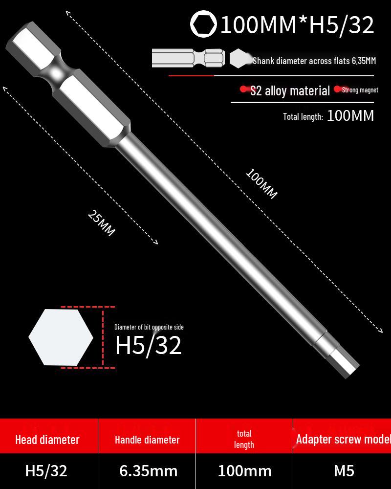 Hexagonal Driver Bit Extension for Screwdriver and Drill