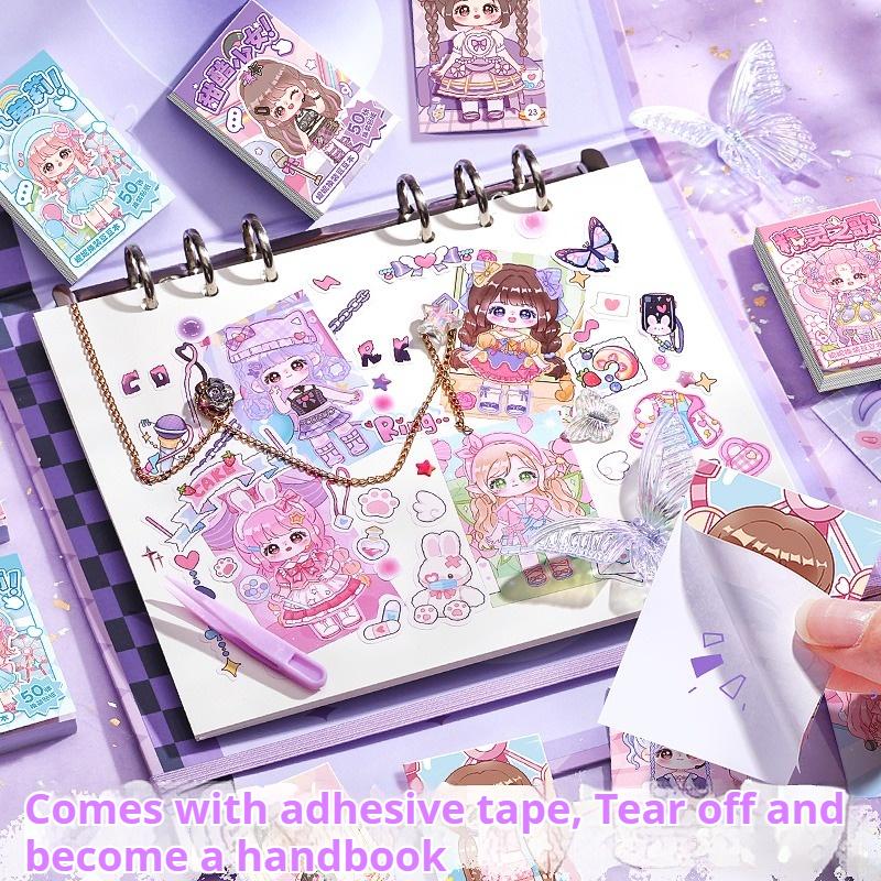 12Style 50Pcs Dress Up Sticker Book Girl Makeup Changing Sticker Book Children's Cartoon Makeup Show Puzzle Handmade DIY Book