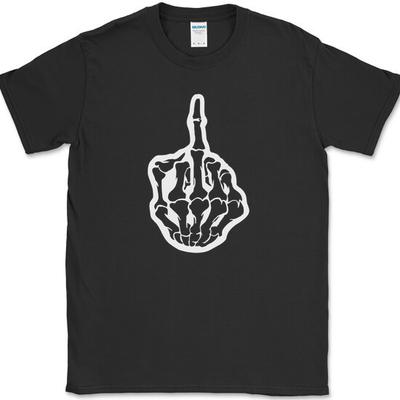 Skelett Stinkefinger T-Shirt Lustiges Halloween Totenkopf Sarkastisches Neuheits-Tee