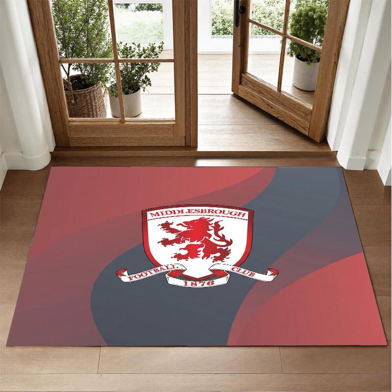 Middlesbrough FC Design Crystal Velvet Rug Soft Decorative Mat for Bedroom Entrance