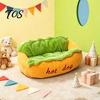 Indoor Pet Nest Hot Dog Bed, Soft Cozy Plush Removable Washable Mat, PP Cotton Cushion Cute Bun Bed for Cats Dogs, Novelty Sofa Decorative