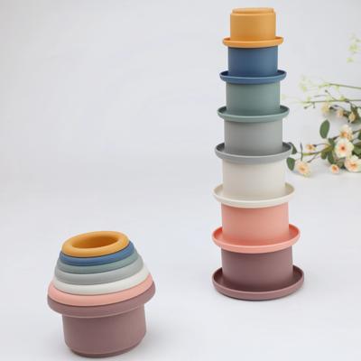 1Set Stacking Cups Montessori Playthings for Children Stacker Blocks Early Learning-Focused Toys Infant Bathing Ins Style Bathtub Plaything