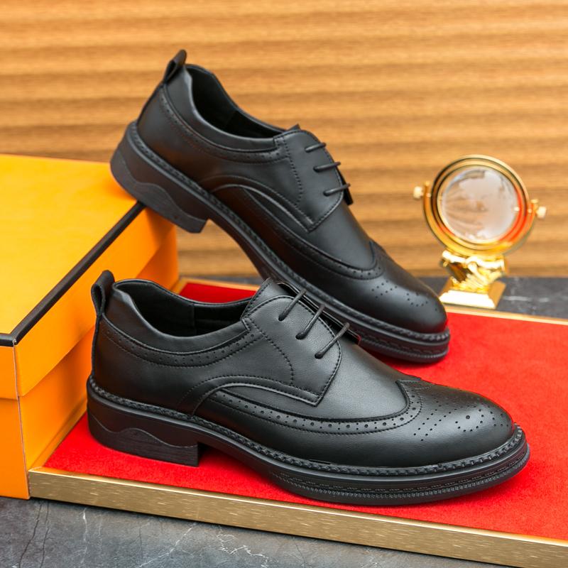 Официальные туфли-броги Мужские офисные кожаные туфли Джентльменские деловые роскошные — фото 4