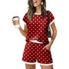 Women's Casual Short Sleeve Top and Shorts Set with Pocket Lightweight Comfortable Two Piece Lounge Wear for Daily Use