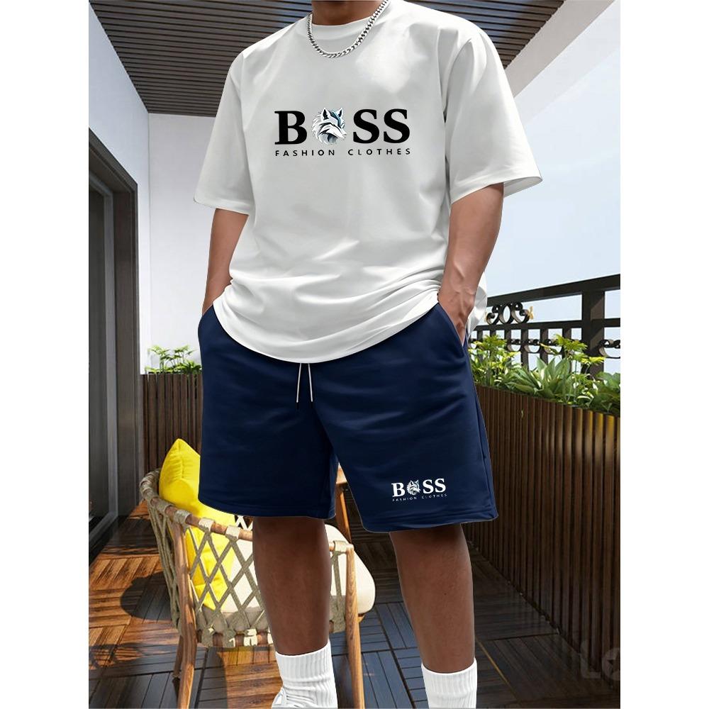 Men s Two-piece Sportswear Short Sleeved T-shirt and Pants Set Running and Fitness Sportswear 2026 Summer Big Discount S