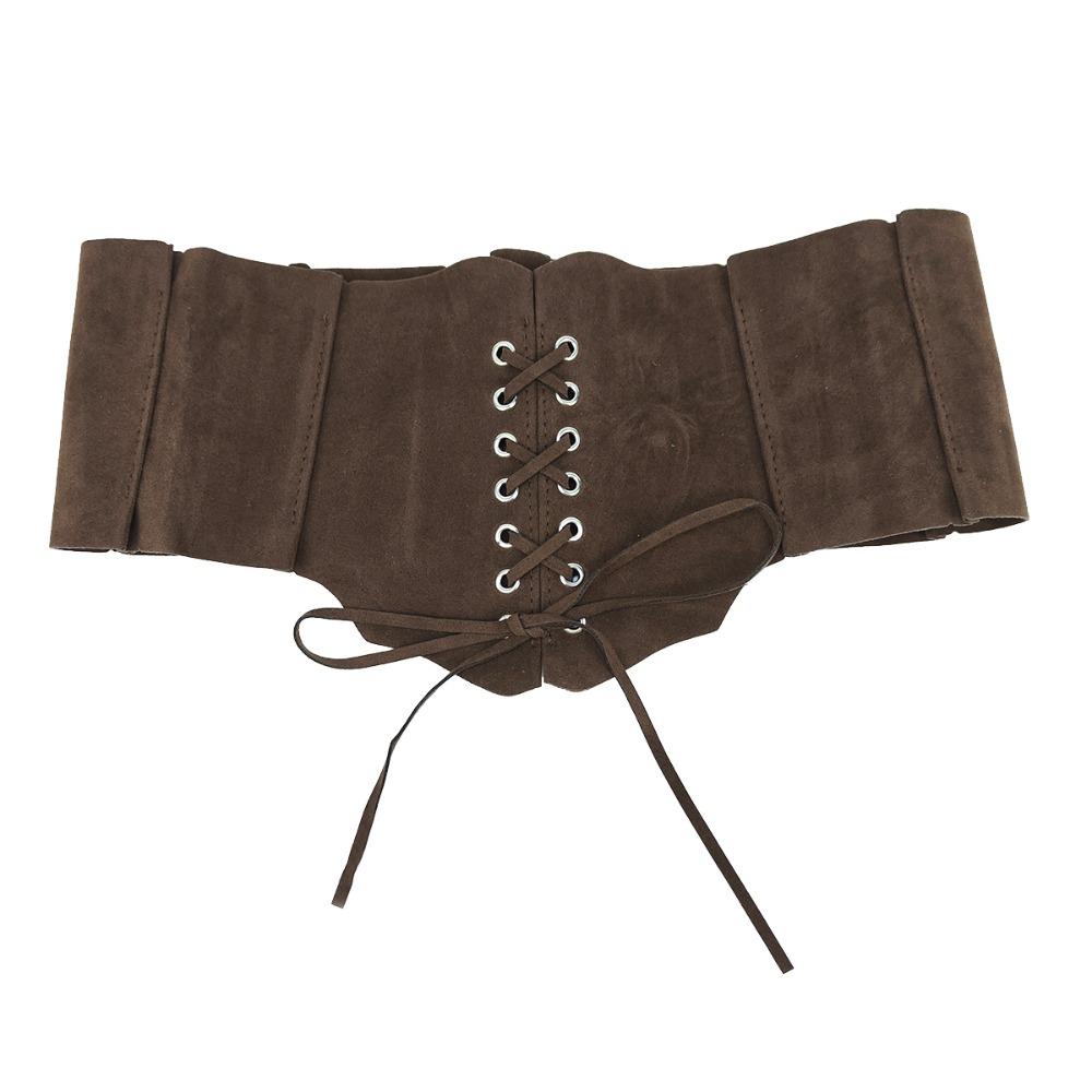 PU Leather Brown Cummerbunds Adjustable Suede Wide Belt Fashion Pu Leather Corset  Ladies