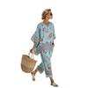 1116 European and American Bohemian Style Printing Suit Women's Loose Casual Shirt Wide-leg Pants Two-piece Set New