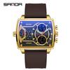 Sanda Fashionable Men's Square Multifunctional Waterproof Sports Quartz Watch