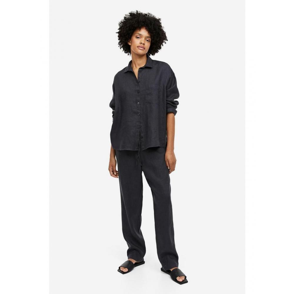 

Пижама из стираного льна H&M темно-серая 0747936002