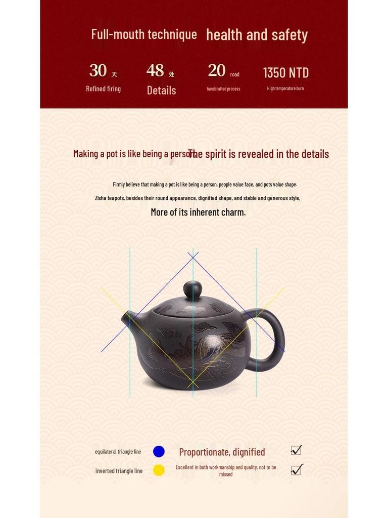 Color-Changing Chameleon Dragon & Phoenix Zisha Teapot Set - Xishi Design Gift Box