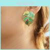 Elegant Summer Trendy Leaf Earrings Alloy Material Green Color For Women