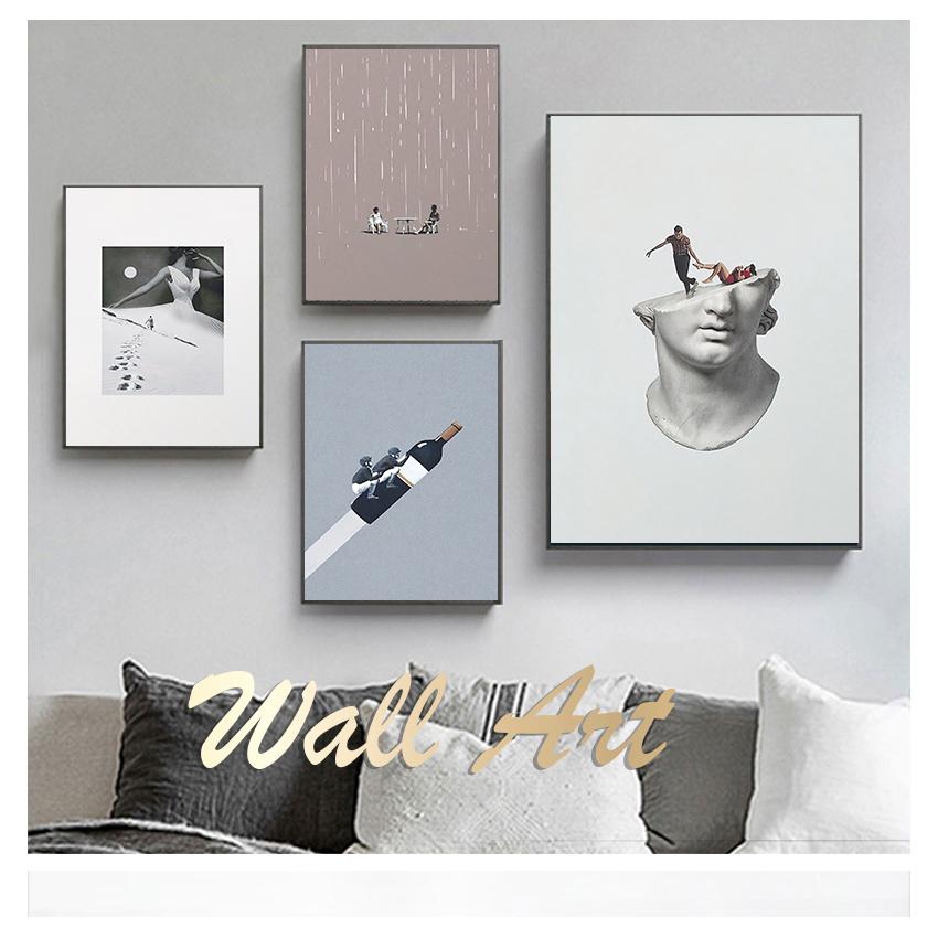 Ar Abstract Posters and Prints Surreal Style Print Pictures Bedroom Decoration for Home Creative Wine Bottle Racket Wall