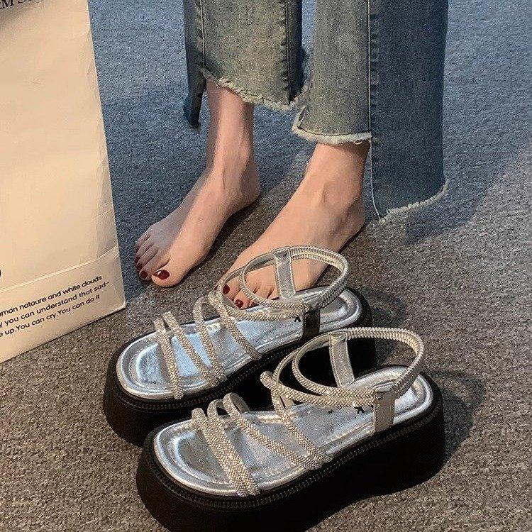 Sandals Women's 2025 New Summer Super Fire Beautiful with Skirts Versatile Not Tired Feet Heightening Thick-soled Roman Shoes