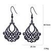 Filigree Dangle Drop Earrings Bohemian Stainless Steel Black Gold Hollow Vintage Pendant Earrings for Woman Gifts