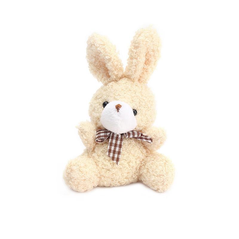 Bunny Orange Adorable Plush Keychain Soft Fur With Bow And Clip Golden