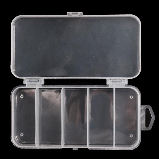 5-Compartment Fishing Lure Box, Soft Hard Bait Hook Fishing Accessory Organizer Case, Clear Visible Plastic Fishing Tackle Storage Container