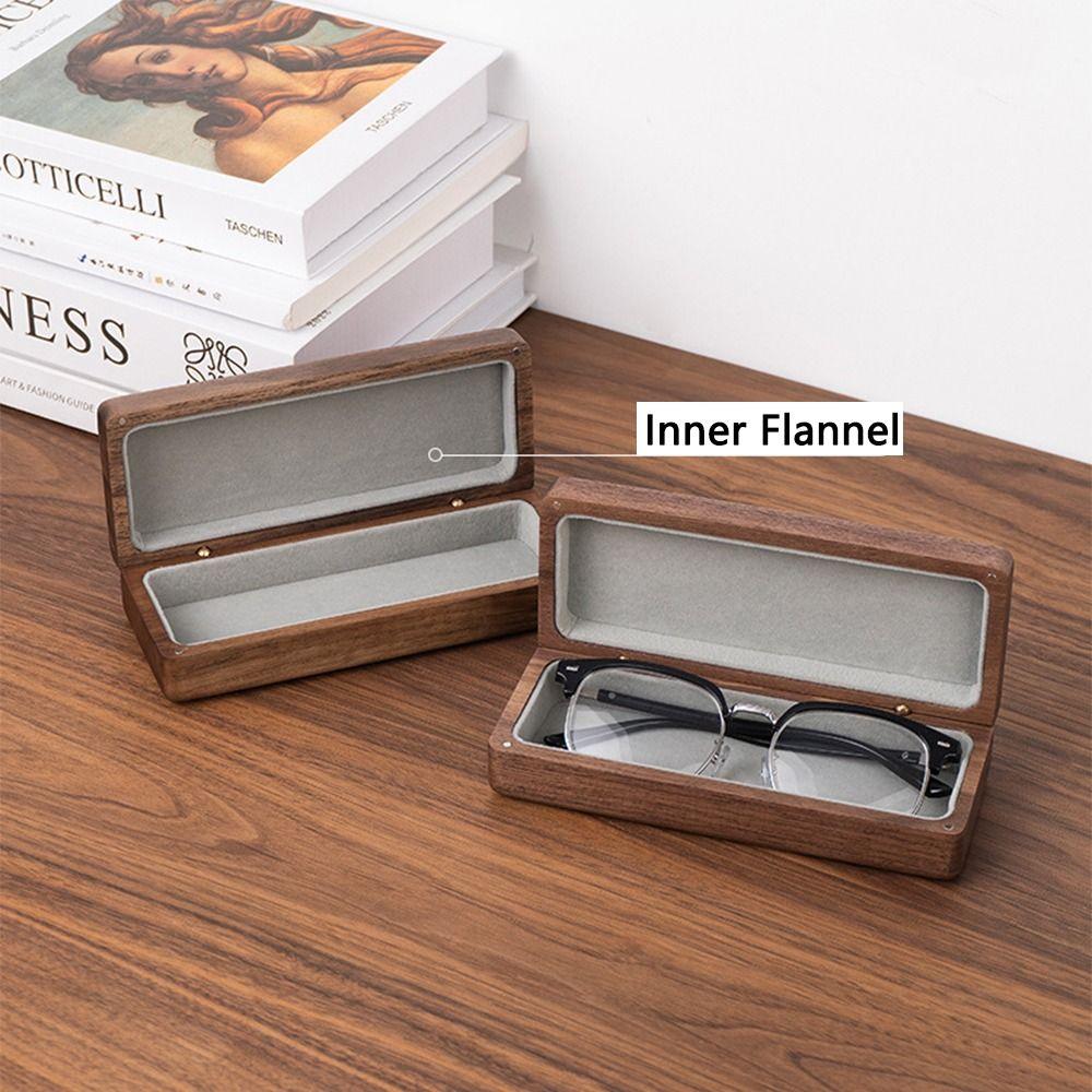 Retro Wood Glasses Case Magnetic Buckle Walnut Wood Storage Box  Eyewear Organizer